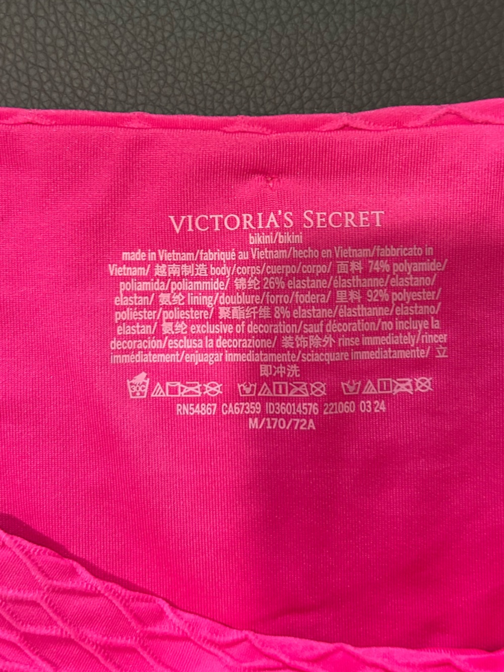Victoria's Secret Vibrant Pink Textured Bikini Set 36C/Medium - Picture 7 of 7